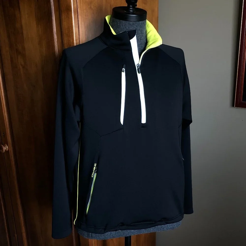 ZERO RESTRICTION Men's Black & Yellow Golf Performance Half Zip - Size MEDIUM - Picture 7 of 15